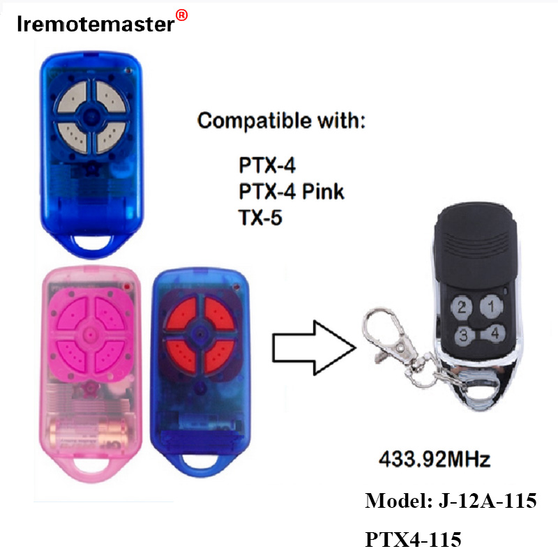 Pikeun PTX4 433,92 MHz Gate Garasi Door Remote Control Rolling Code